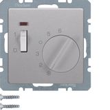 therm. w. NC cont., Centre pl., rocker switch a. LED, Q.x, alu velvety