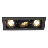 KADUX 3 GU10 Downlight, angular, matt black, max. 3x50W