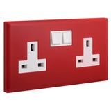 Socket 2 Gang 13A Switched + LED 14X7 RED Legrand - ELOE