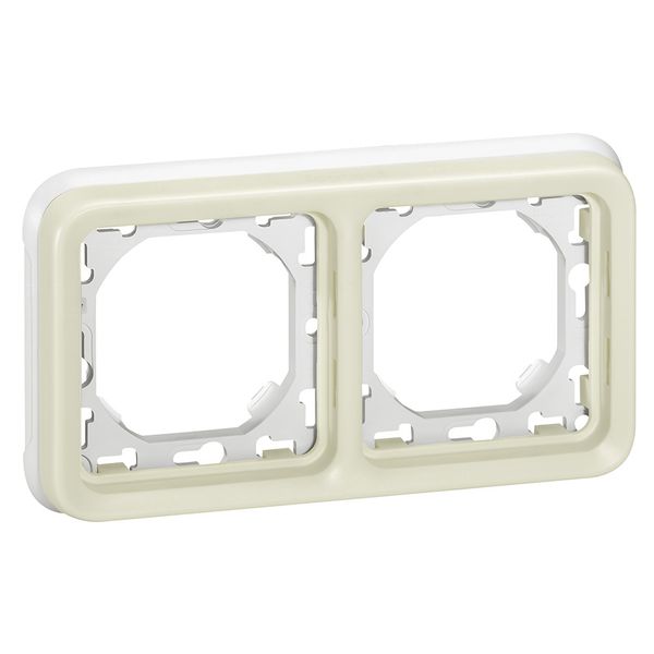 Flush mounting support frame Plexo IP 55 - 2 gang horizontal - white image 2