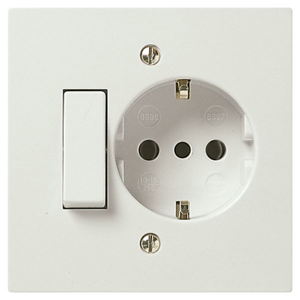 1P 10AX 2-way switch+P30 outlet white image 1