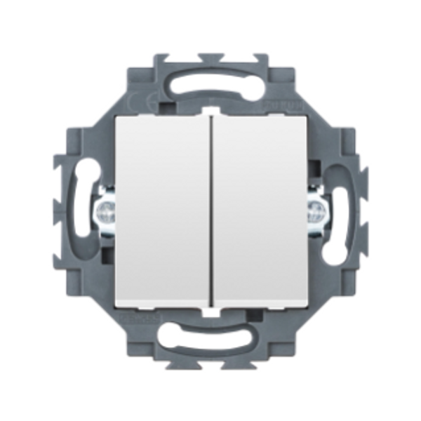 DOUBLE TWO-WAY SWITCH 1P 250V ac - QUICK WIRING TERMINALS - 10AX - NEUTRAL - WHITE - DAHLIA image 1