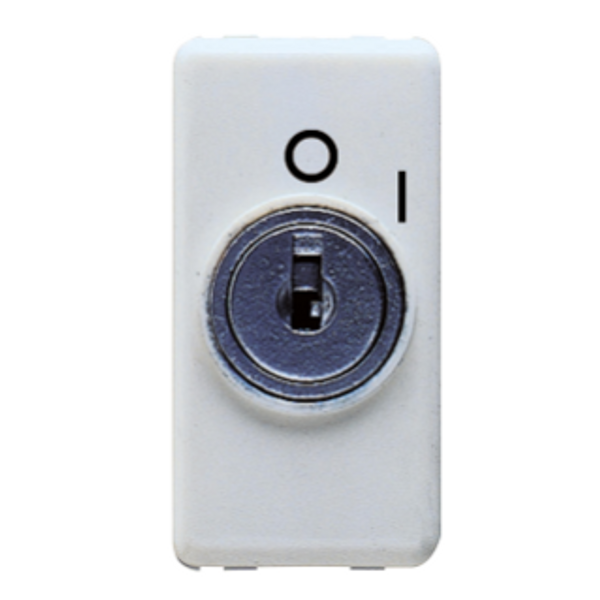 ONE-WAY SWITCH 2P 250V ac - 10AX - WITH KEY - SYMBOL 0/I - 1 MODULE - SYSTEM WHITE image 1