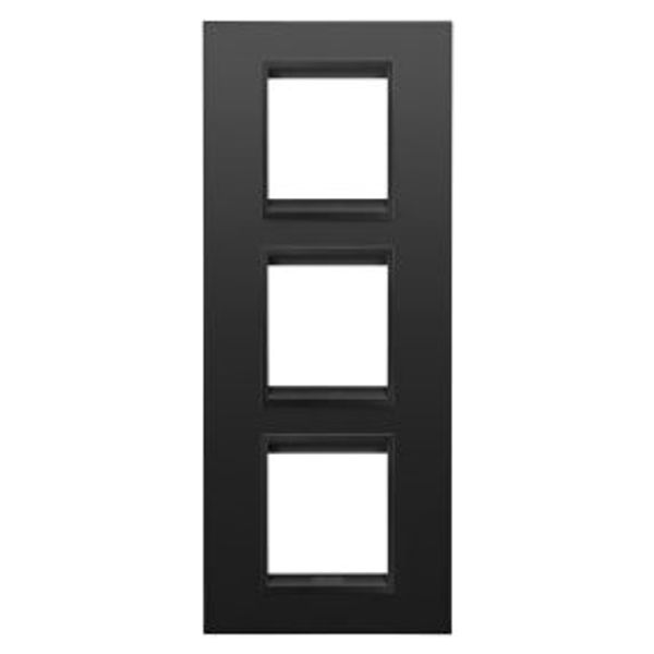 LUX INTERNATIONAL PLATE - IN METAL - 2+2+2 MODULES VERTICAL - MONOCHROME SATIN BLACK - CHORUSMART image 1