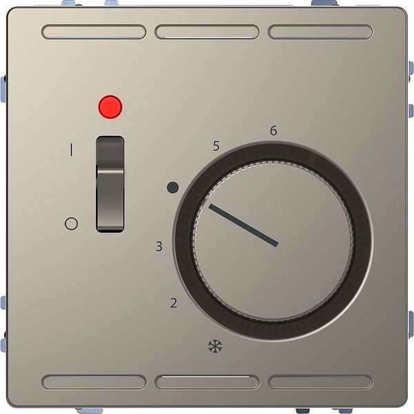 Room temperature controller 230V with switch and central plate, nickel metallic, system design image 1