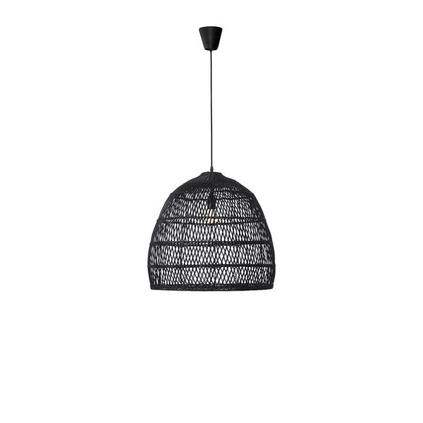 Black Rattan  Black Fabric Wire & Base  LED E27 1x12 Watt 230 Volt  IP20 Bulb Excluded   D: 53 H1: 49 H2: 250 cm Adjustable height image 1