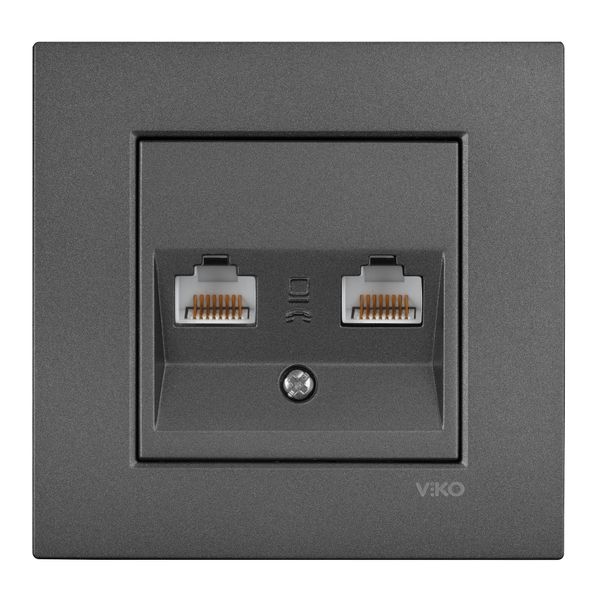 Novella-Trenda Dark Grey Data+Numerical Phone Socket (CAT6+CAT3) image 1