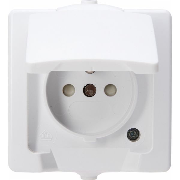 NAUTIC Aufputz-Feuchtraum Mitten-Schutzkontakt-Steckdose mit Klappdeckel, Farbe: arktisweiß image 1