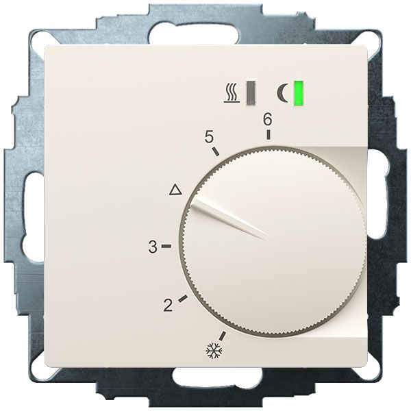 UP room controller, RAL1013 matt 55x55, 5-30C, AC 230V, triac output, switchable 5 actuators each 3W, change-over input, TA 3.5K, LED displays image 2