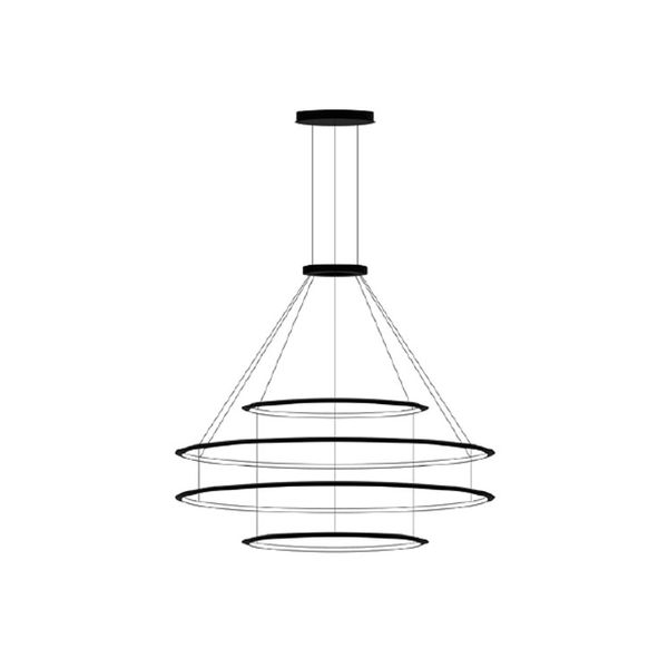 Pendant Circular Outward 4 Rings (ø600 ø1200 ø1200 ø600) LED 206.3W 9476lm 2700K Black image 1