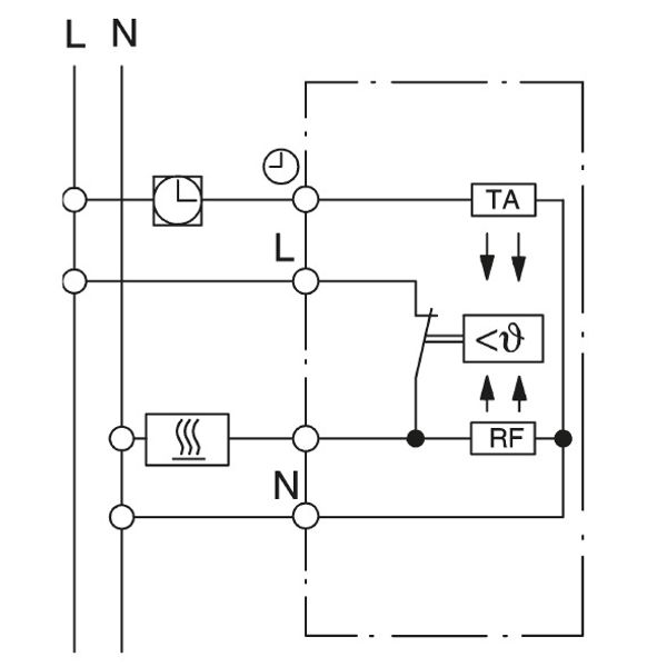 UP room controller, aluminum 55x55, 5-30C, AC 230V, 1NC, 10 A, temperature reduction approx.4K image 3