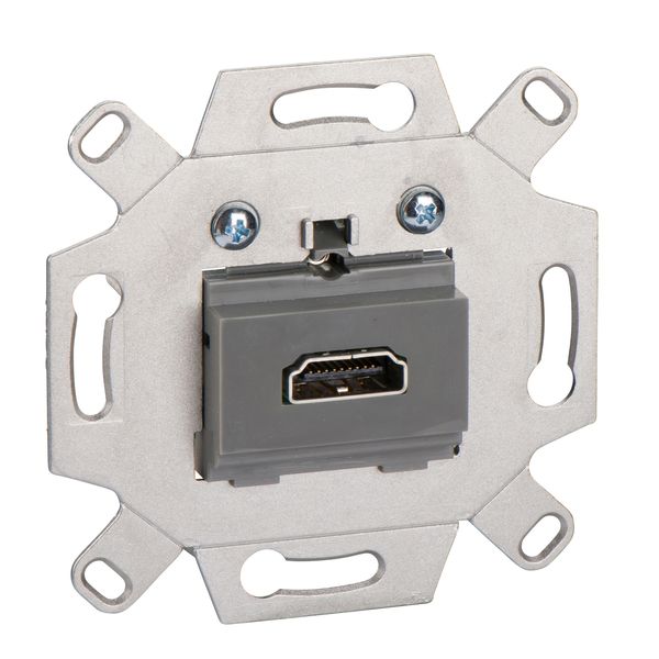 Communication Socket, Merten, HDMI insert, 1 gang, mouse grey image 1