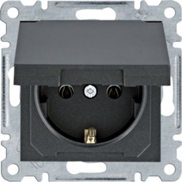 Schuko socket and cover P44 - black image 1