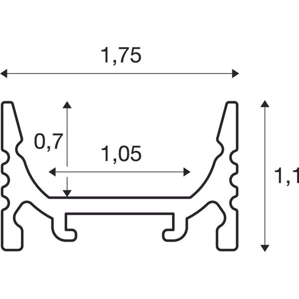 GRAZIA 10 LED Surface profile, flat, grooved, 2m, alu image 3