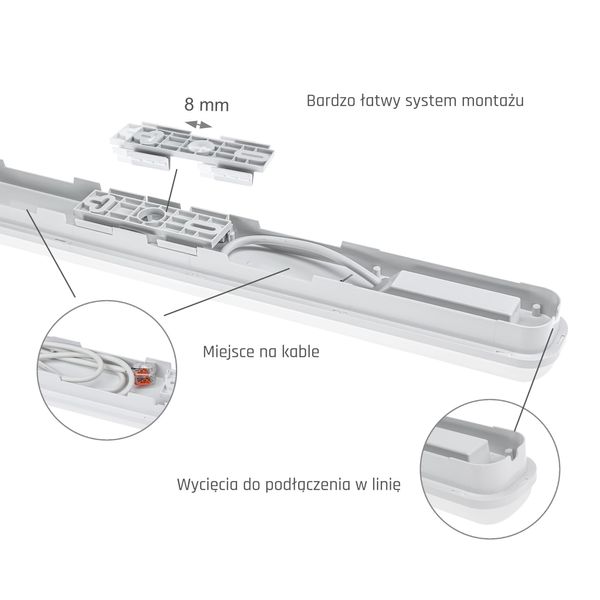 LIMEA GO HERMETYK  600mm 25W CW 230V 120st IP65 IK07 600x60x52mm BIA£Y image 12