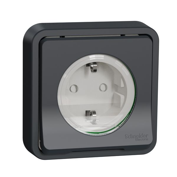 Socket-outlet, Mureva Styl, 2P + E with shutters, side earth, 16A, 250V, flush, grey image 4