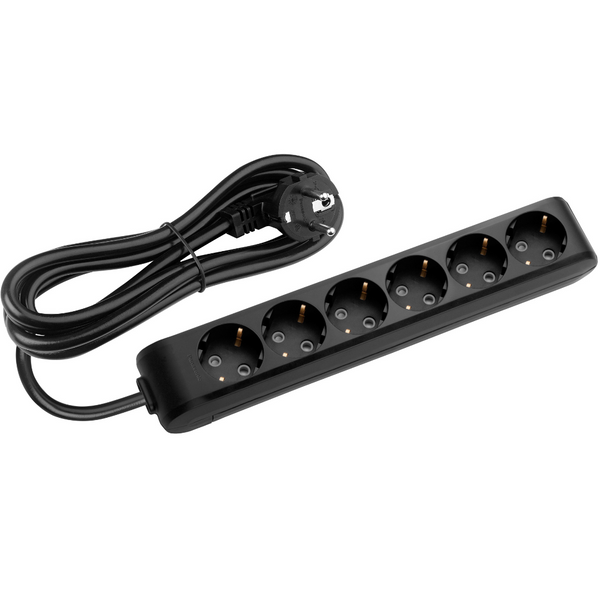 X-tendia Black Six Gang Earth Socket with Cable CP 3M image 1