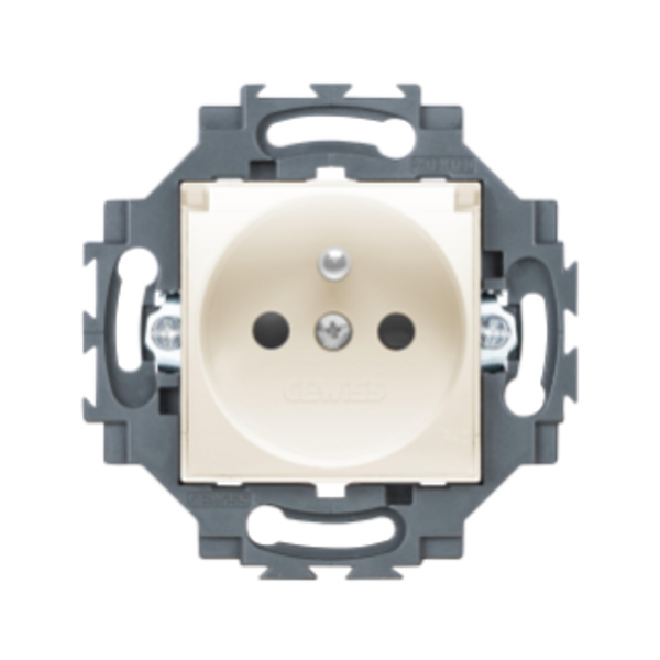 FRENCH STANDARD SOCKET-OUTLET 250V ac - SCREW TERMINALS - FRONT TIGHTENING TERMINALS - WITH LID - 2P+E 16A - IVORY - DAHLIA image 1