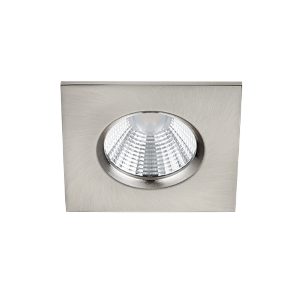 Zagros LED recessed spotlight IP65 brushed steel square image 1