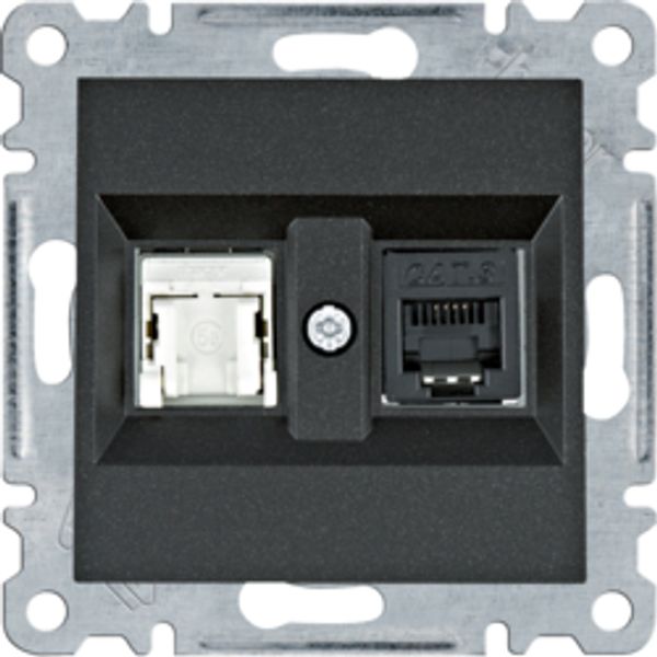 Telephone / RJ45 socket - black image 1