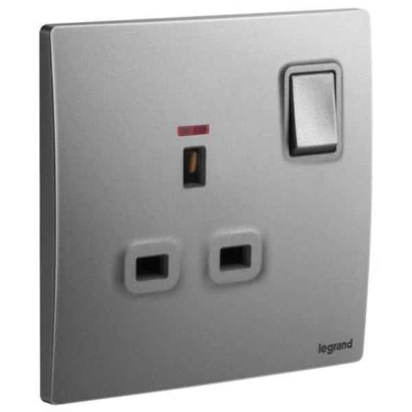 281118DS Mallia Senses 1 gang BS switched socket outlet double pole - with LED - 13A image 1