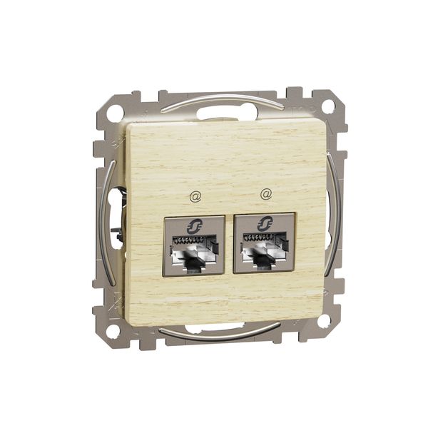 Double DATA Outlet CAT 6A STP, Sedna Design & Elements, RJ45, Wood brich image 4