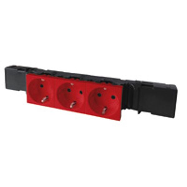 Socket Mosaic -3x2P+E -instal on trunking -auto term + cable grip -tamperproof image 1