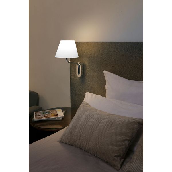 ETERNA CHROME WALL LAMP E27 15W WHITE LAMPSHADE image 2