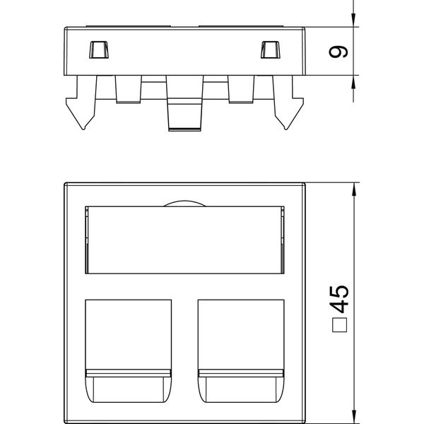 DTG-2F RW1 Data technology support f. 2 connection modules type F 45x45mm image 2