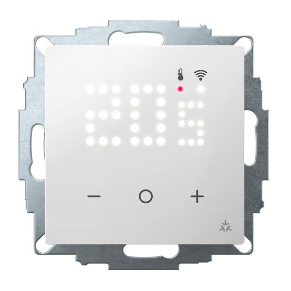 Smart Home capable flush-mounted thermostat as a room controller, RAL 9016 glossy 55x55, AC 230V, Triac, 5 actuators of 3 watts each can be switched image 1