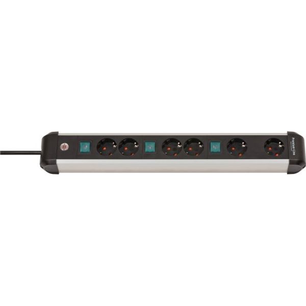 Premium-Alu-Line Technics extension lead 6-way 3m H05VV-F 3G1,5 3x 2-way switchable sockets image 1