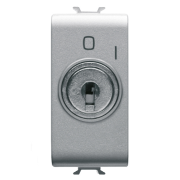 ONE-WAY SWITCH 2P 250V ac - 10AX - WITH KEY - SYMBOL 0/1 - 1 MODULE - TITANIUM - CHORUSMART image 1