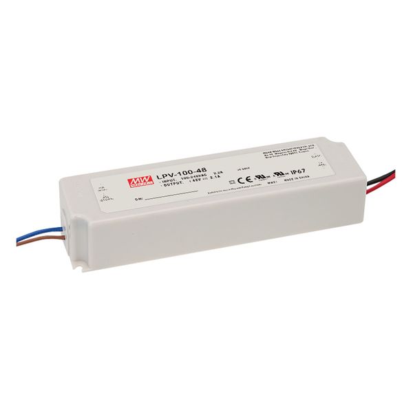 LPV-100-48 Led driver, IP67 100W, 48V, 2.1A CV, MEAN WELL image 1