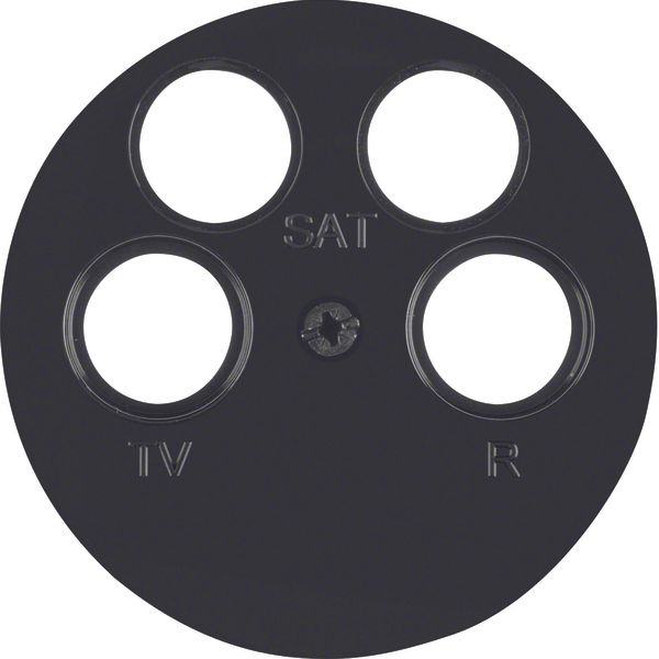 Centre plate for aerial soc. 4hole (Ankaro), com-tech, black glossy image 1
