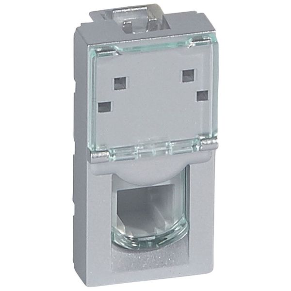 Telephone socket Mosaic - RJ11 - 4 contacts - 1 module - alu image 1