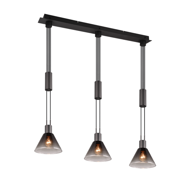 Stanley pendant 3-pc E27 matt black image 1