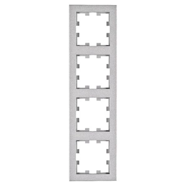 Four gang frame, Design CUBIC, silver image 1