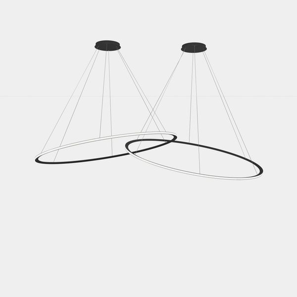 Pendant Circular Outward 2 Rings ø2000 Horitzontal LED 516 LED warm-white 2400K DALI-2 Black 16174lm image 1