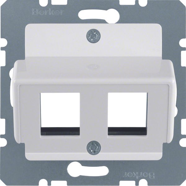 Central plate 2gang for AMP jacks, com-tech, p. white glossy image 2
