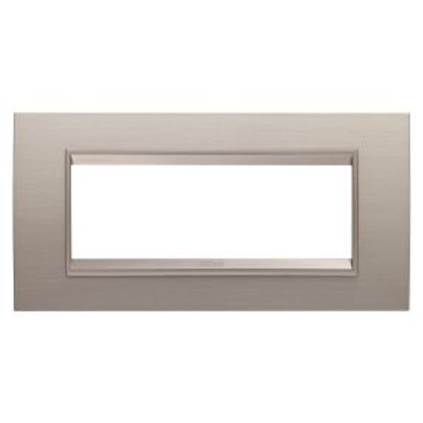 LUX PLATE - IN METAL - 6 MODULES - BRUSHED ALUMINIUM - INNER FRAME MATT LIGHT BRONZE - CHORUSMART image 1