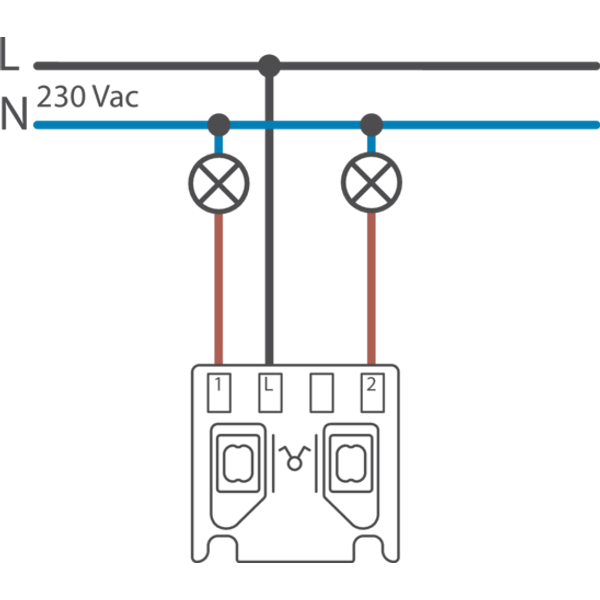 Splashproof two-circuit switch 10 AX/250 Vac with plug-in terminals, b image 2