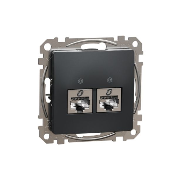 Double DATA Outlet CAT 6A STP, Sedna Design & Elements, RJ45, Anthracite image 3