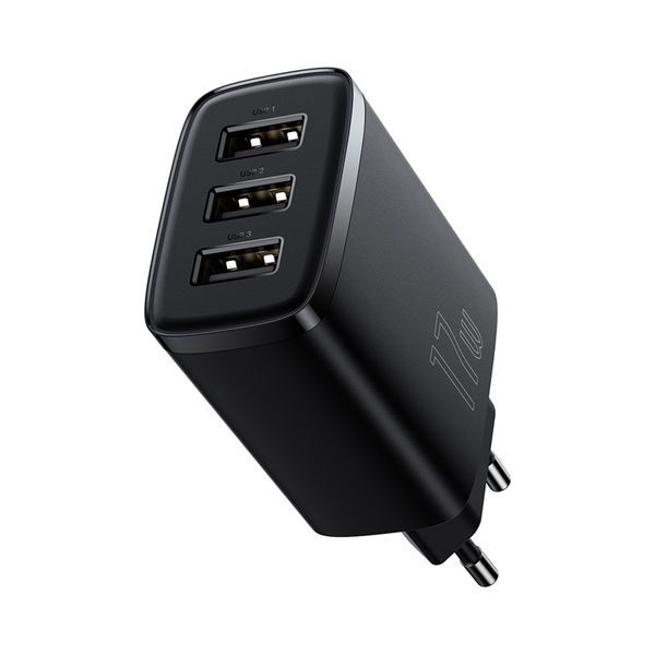 Wall Charger 17W 3xUSB 3.4A, Black image 2