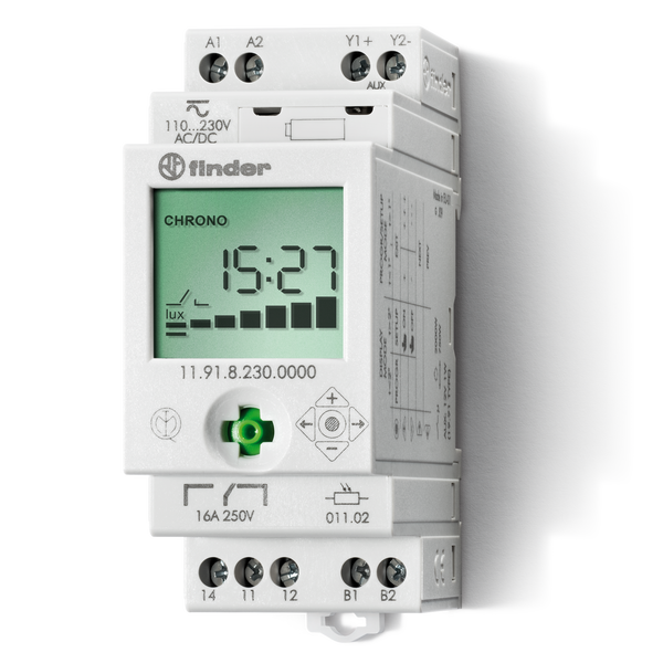 Light dependent Rel. 35mm.1CO 16A+1aux.output 12VDC/110...230VAC (11.91.8.230.0000) image 1