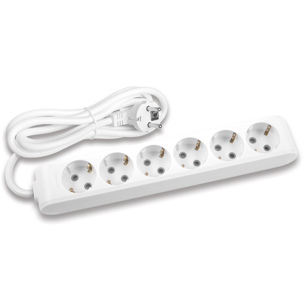 X-tendia White Six Gang Earth Socket with Cable CP 1,5M image 1