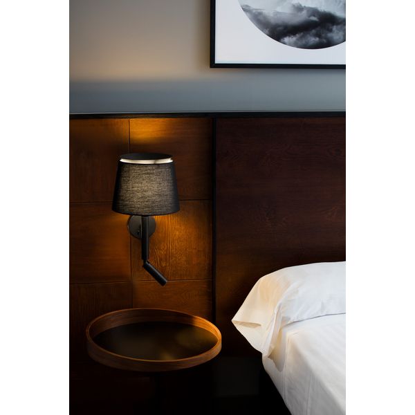 SAVOY BLACK WALL LAMP WITH READER BLACK LAMPSHADE image 1