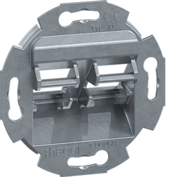 Mounting frame 2-gang for RJ45 modular jacks Type 10 for central plate image 1