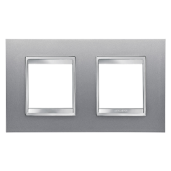 LUX INTERNATIONAL PLATE - IN PAINTED TECHNOPOLYMER - 2+2 MODULES HORIZONTAL - TITANIUM - CHORUSMART image 1