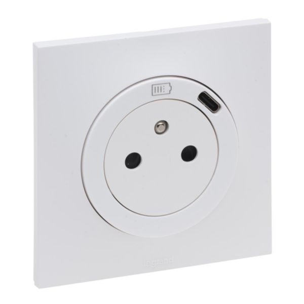 Neptune power socket with Type-C charger - white image 1