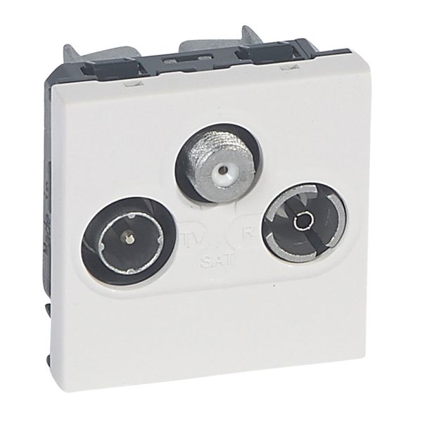 TV socket Mosaic - TV/R/SAT - screened - insulated - 2 modules - alu image 2